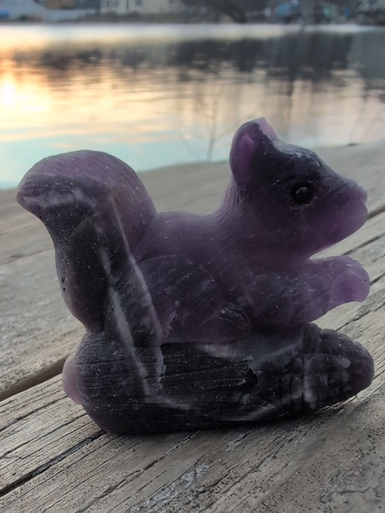 Accessories - Purple Squirrel Amethyst Carved Statue